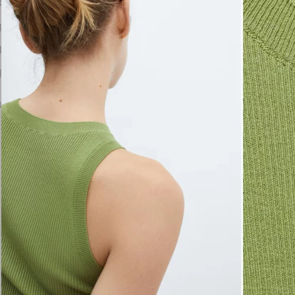 Mango Ribbed Knit Top - Green - Medium - Picture 4 of 5